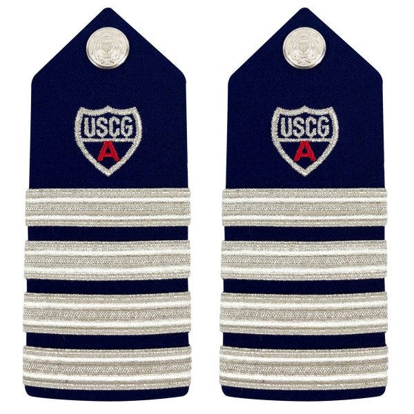 Coast Guard Auxiliary Hard Shoulder Board: DC (4 Stripes & Red A) Sale