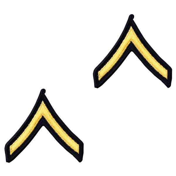 Army Chevron: Private - gold embroidered on blue, female For Discount