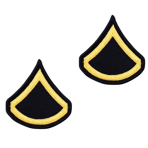 Army Chevron: Private First Class - gold embroidered on blue, female on Sale