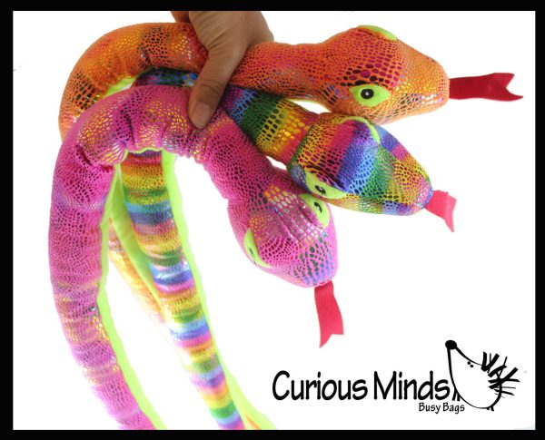 Plush Snake - 33  Metallic Bright Colorful Shimmer -  Stuffed Sensory Fidget Toy Stuffie Discount