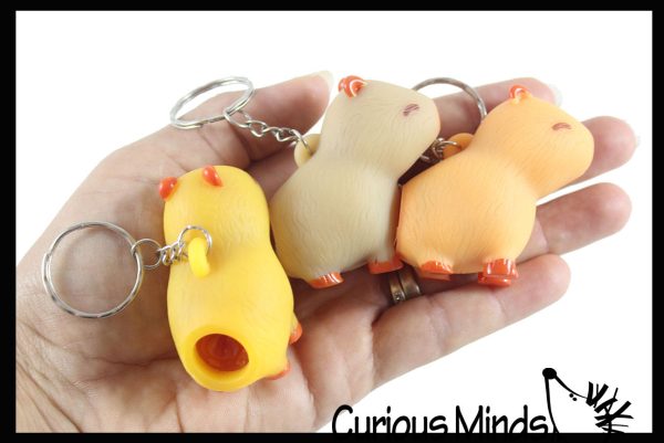 Pooping Capybara Novelty Keychain - Squeeze to Make it Poop - Funny Gag Gift Clip On Rodent Toy Prize Favor Sale