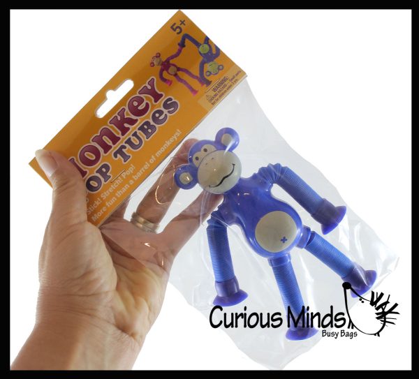 NEW - Cute Monkey Pull and Pop Snap Animal Expanding Flexible Accordion Tube Toy - Free Play - Open Ended Fidget Toy For Discount - Image 4