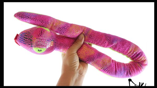Plush Snake - 33  Metallic Bright Colorful Shimmer -  Stuffed Sensory Fidget Toy Stuffie Discount - Image 3