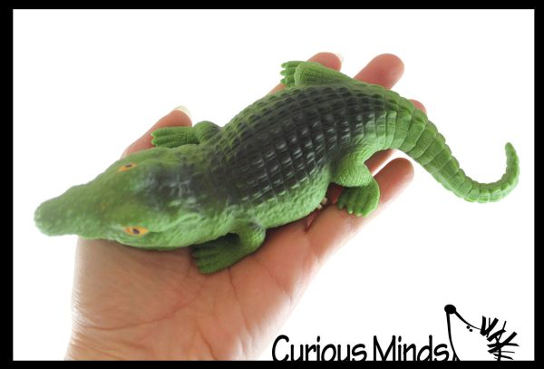 2 Stretchy Sand Animals - Shark and Alligator - Moldable Sensory, Stress, Squeeze Fidget Toy ADHD Special Needs Soothing Croc Cheap - Image 4