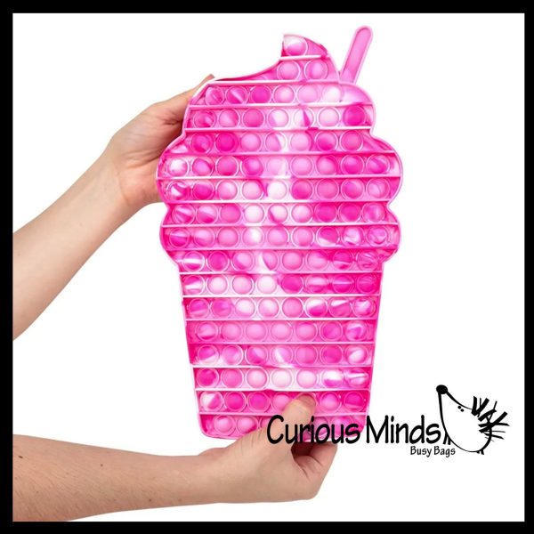 NEW - Jumbo Frappe Iced Coffee Bubble Pop Game Rainbow - Silicone Push Poke Bubble Wrap Fidget Toy - Press Bubbles to Pop the Bubbles - Bubble Popper Sensory Stress Toy Fashion