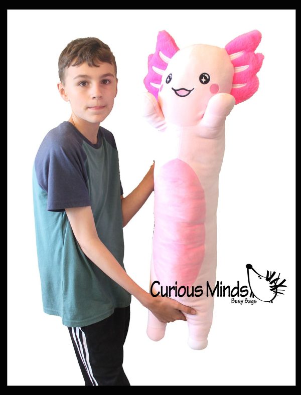 NEW - Axolotl Cute Large Long Skinny Plush Stuffed Animals Body Pillow - Adorable Soft and Cuddly Mini Animal Plushie Plushy Sale - Image 2