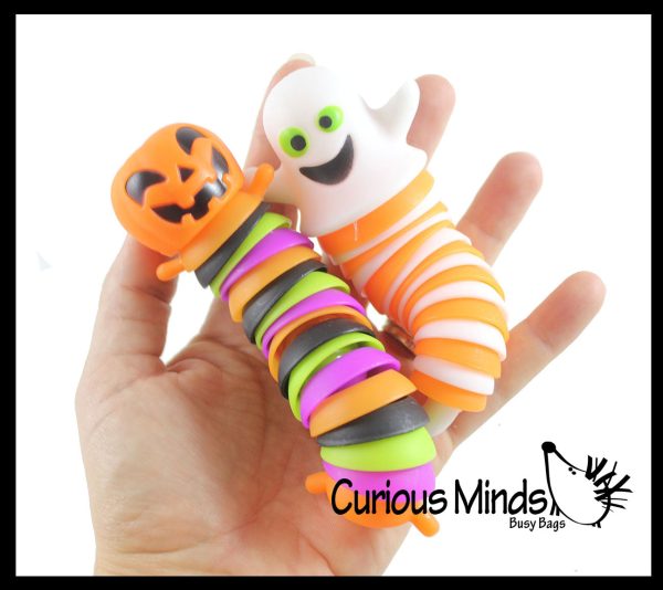 3 Halloween Fidgets Ghost, Spider and Jack O Lantern Pumpkin - Wiggle Articulated Jointed Moving Holloween on Sale - Image 2
