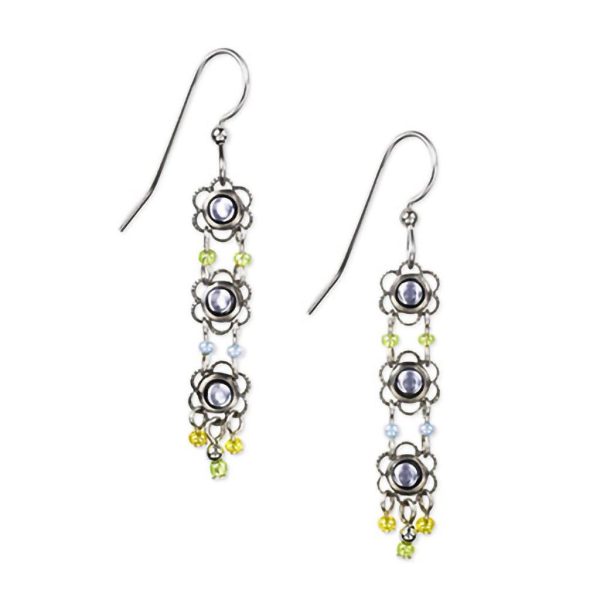 Silver Forest Earrings - Triple Flowers Dangle Earrings For Discount